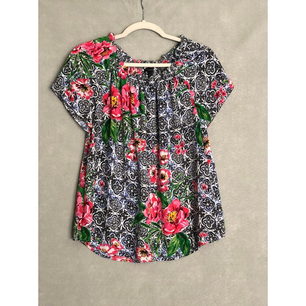 Talbots Floral Top Women's Medium Short Sleeve